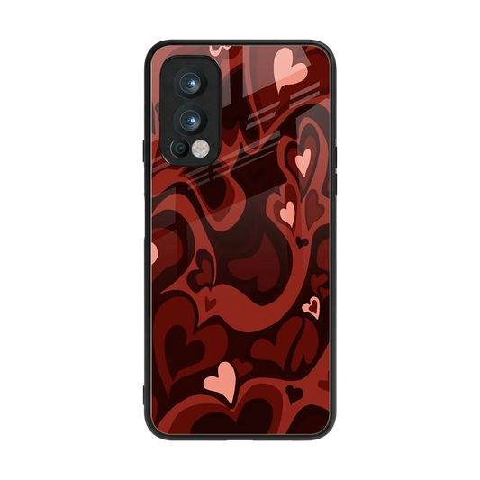 Y2K Red Meltdown Hearts back phone cover | glass case for oneplus nord 2