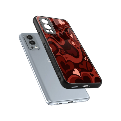 Y2K Red Meltdown Hearts sleek oneplus nord 2 cover with tempered glass back and TPU edges