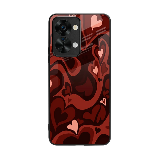 Y2K Red Meltdown Hearts back phone cover | glass case for oneplus nord 2t