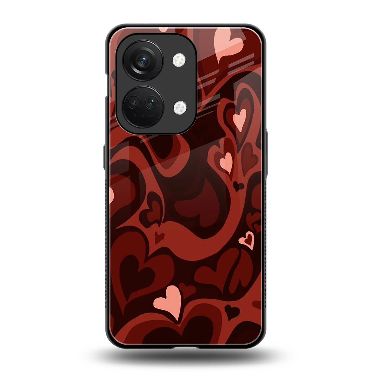 Y2K Red Meltdown Hearts back phone cover | glass case for oneplus nord 3