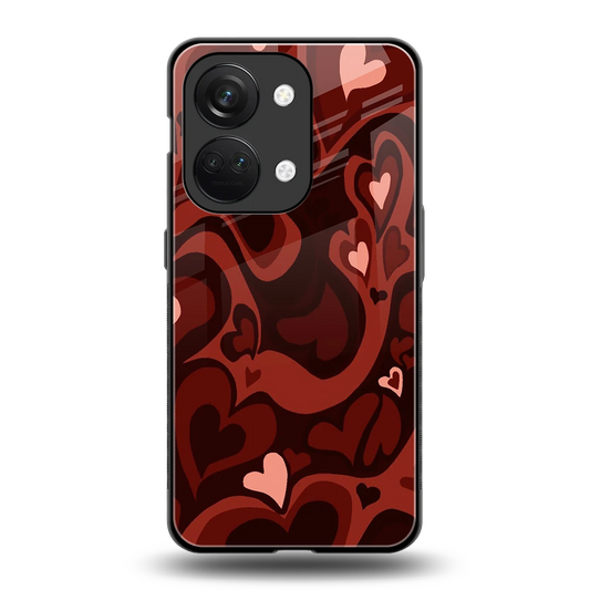 Y2K Red Meltdown Hearts back phone cover | glass case for oneplus nord 3