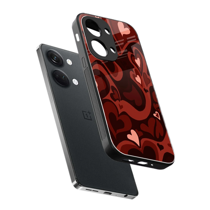 Y2K Red Meltdown Hearts sleek oneplus nord 3 cover with tempered glass back and TPU edges