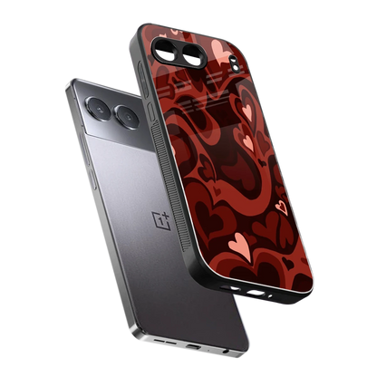Y2K Red Meltdown Hearts sleek oneplus nord 4 cover with tempered glass back and TPU edges