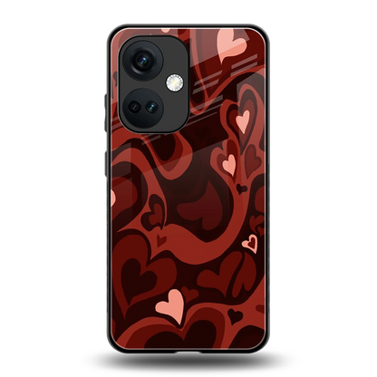 Y2K Red Meltdown Hearts back phone cover | glass case for oneplus nord ce 3