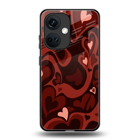 Y2K Red Meltdown Hearts back phone cover | glass case for oneplus nord ce 3
