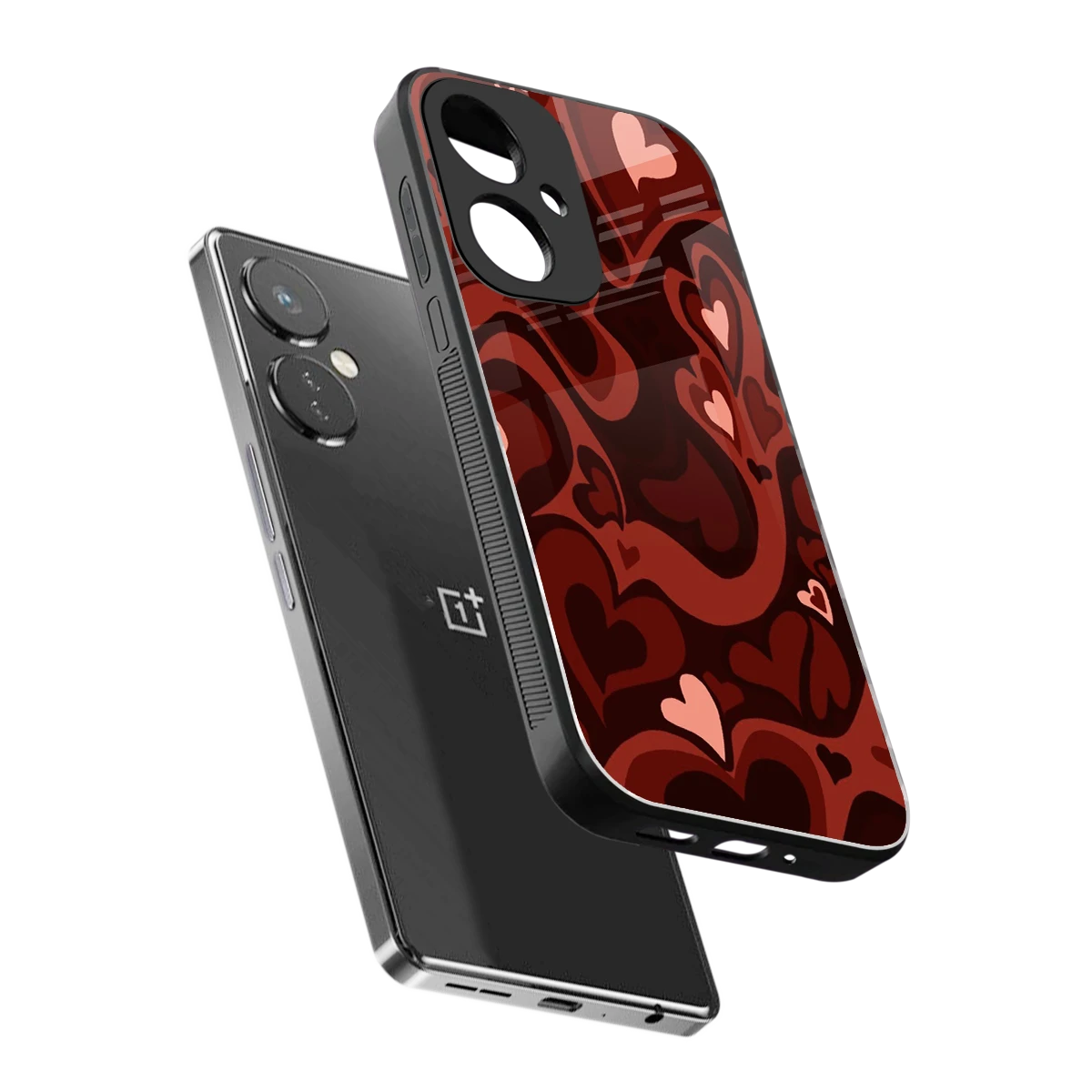 Y2K Red Meltdown Hearts sleek oneplus nord ce 3 cover with tempered glass back and TPU edges