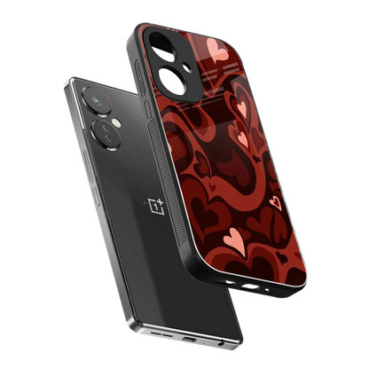 Y2K Red Meltdown Hearts sleek oneplus nord ce 3 cover with tempered glass back and TPU edges