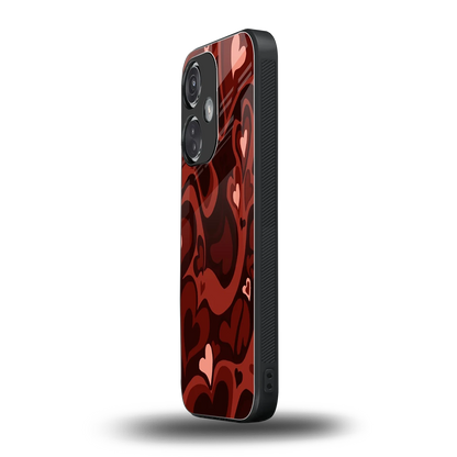 Y2K Red Meltdown Hearts oneplus nord ce 3 mobile cover | shockproof glass phone case