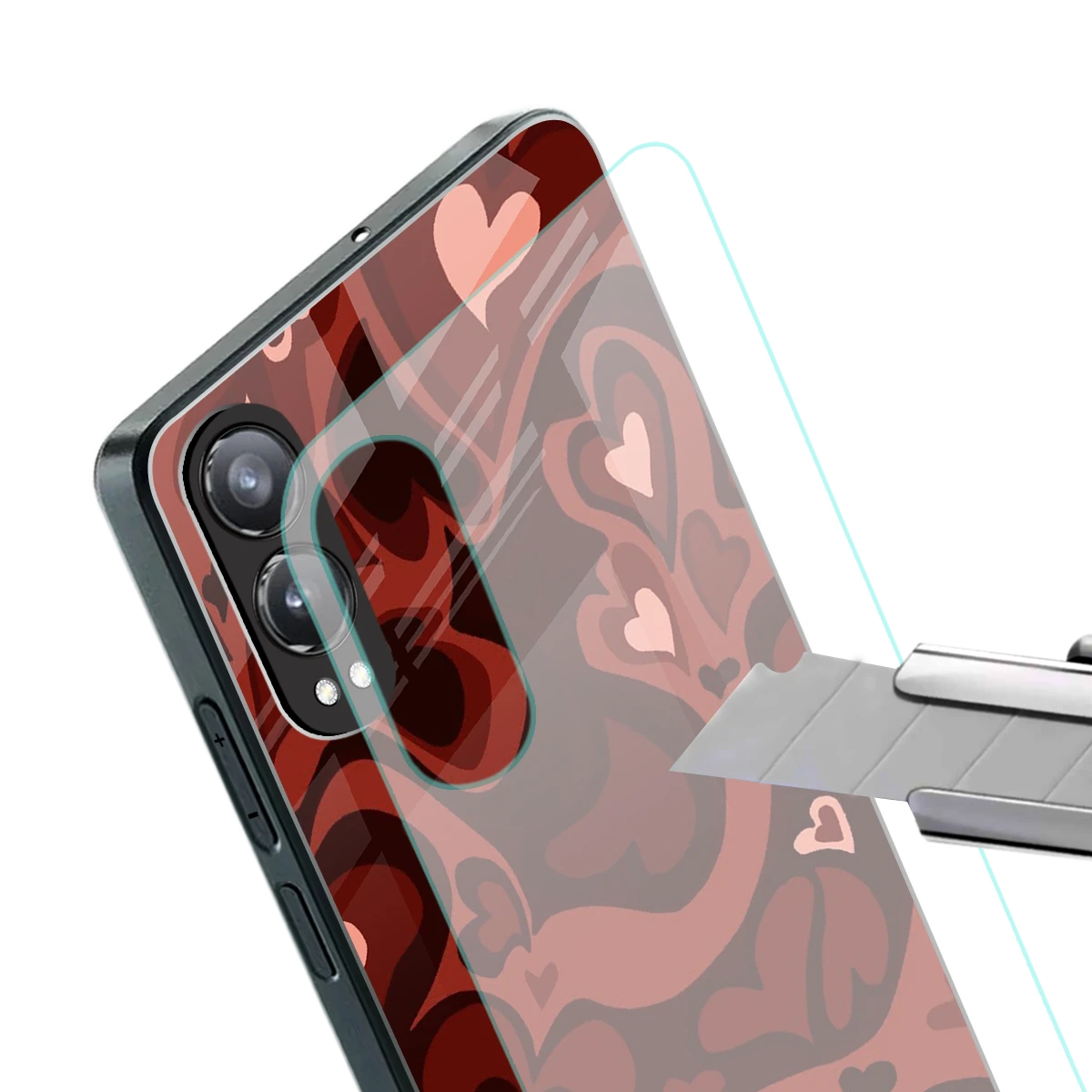 Y2K Red Meltdown Hearts stylish phone case for oneplus nord ce 4 lite | glossy glass and slim fit