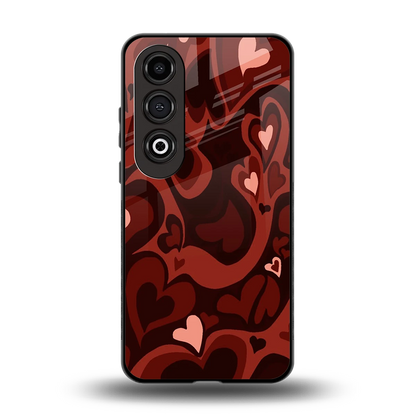 Y2K Red Meltdown Hearts back phone cover | glass case for oneplus nord ce 4