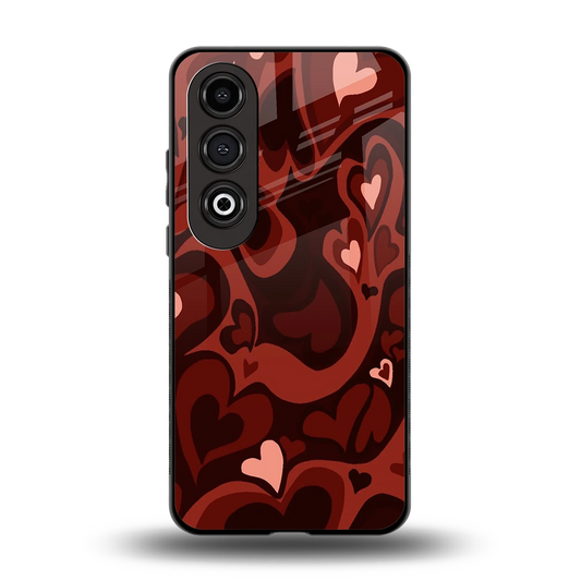Y2K Red Meltdown Hearts back phone cover | glass case for oneplus nord ce 4