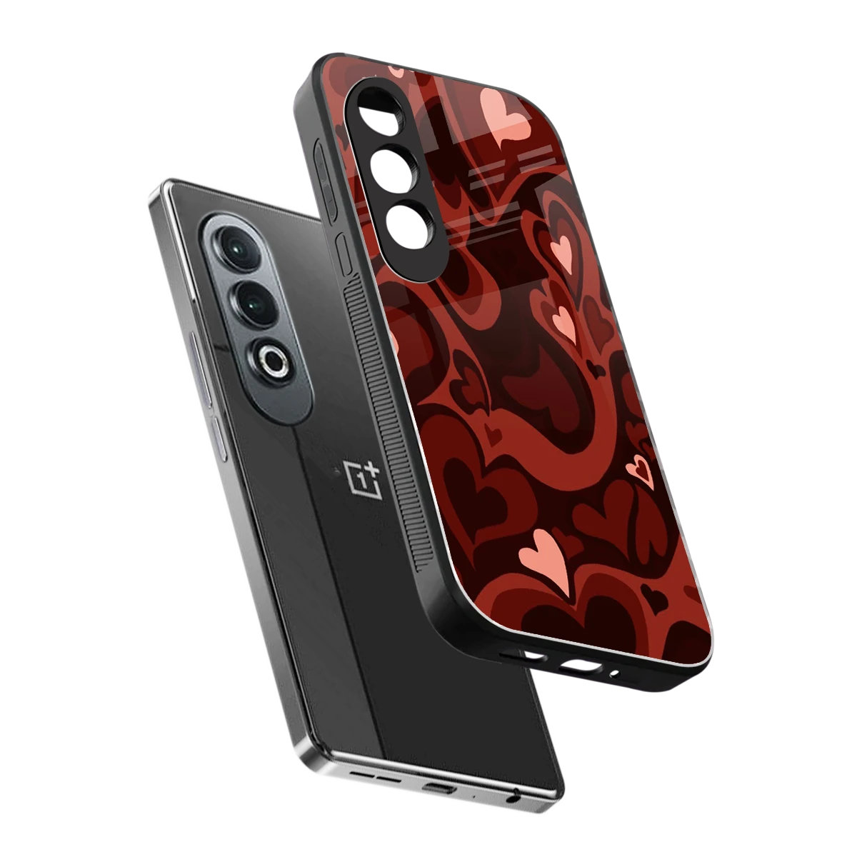 Y2K Red Meltdown Hearts sleek oneplus nord ce 4 cover with tempered glass back and TPU edges