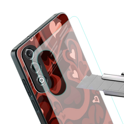 Y2K Red Meltdown Hearts stylish phone case for oneplus nord ce 4 | glossy glass and slim fit