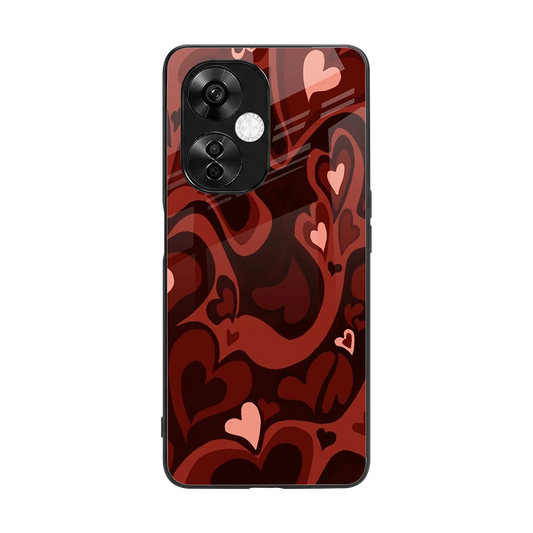 Y2K Red Meltdown Hearts back phone cover | glass case for oneplus nord ce 3 lite