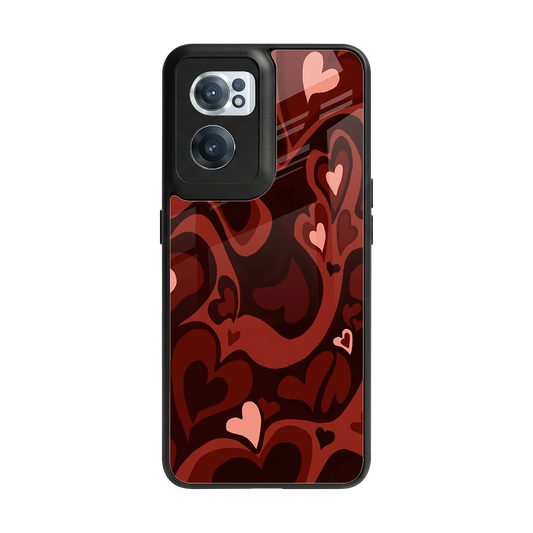 Y2K Red Meltdown Hearts back phone cover | glass case for oneplus nord ce 2