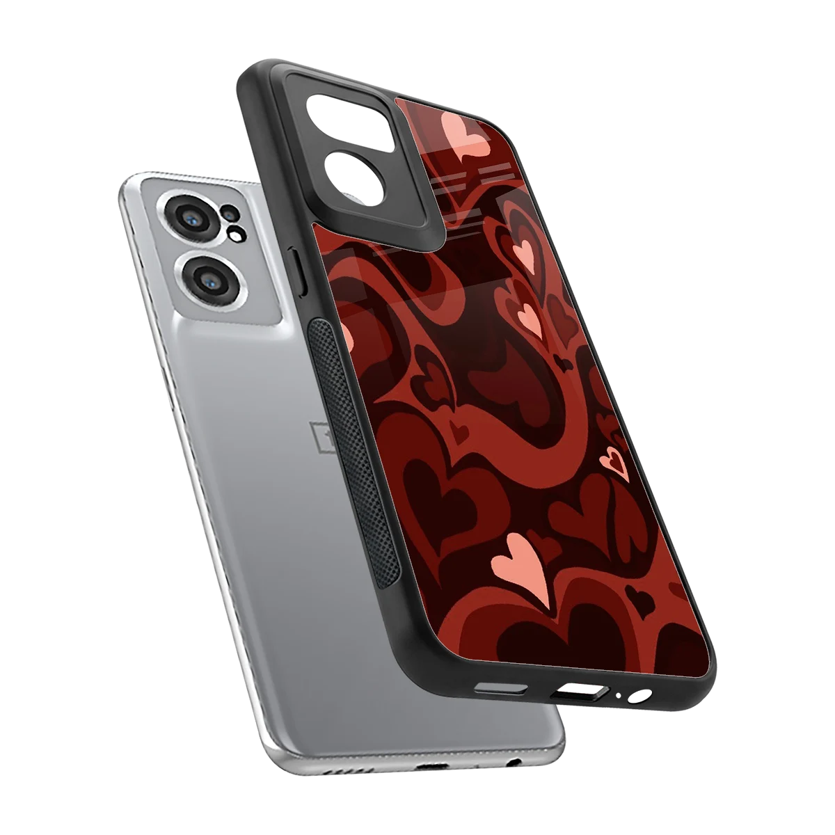 Y2K Red Meltdown Hearts sleek oneplus nord ce 2 cover with tempered glass back and TPU edges