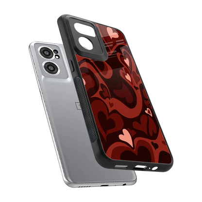 Y2K Red Meltdown Hearts sleek oneplus nord ce 2 cover with tempered glass back and TPU edges