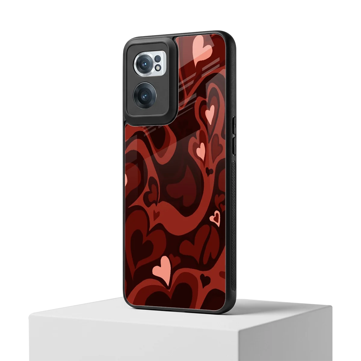 Y2K Red Meltdown Hearts oneplus nord ce 2 mobile cover | shockproof glass phone case