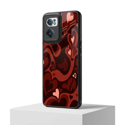 Y2K Red Meltdown Hearts oneplus nord ce 2 mobile cover | shockproof glass phone case