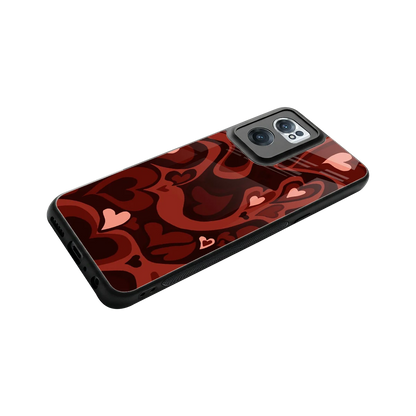Y2K Red Meltdown Hearts stylish phone case for oneplus nord ce 2 | glossy glass and slim fit