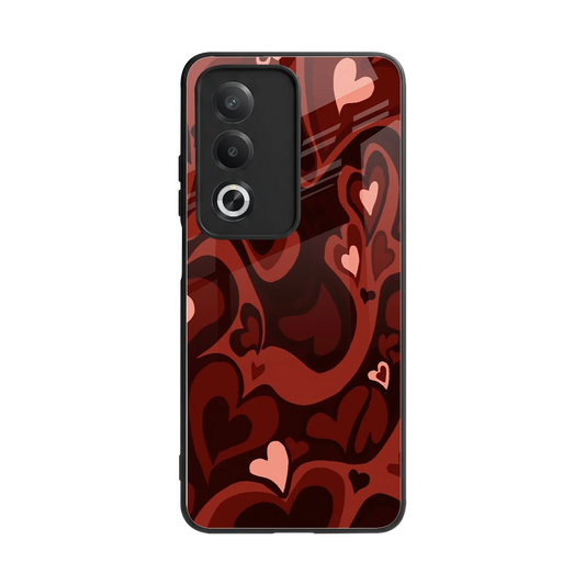 Y2K Red Meltdown Hearts back phone cover | glass case for oppo a3 pro