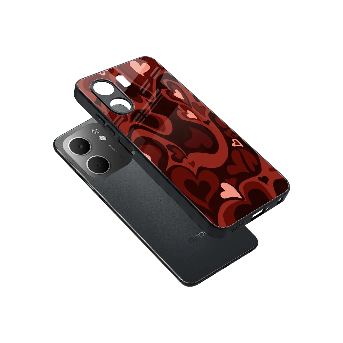 Y2K Red Meltdown Hearts sleek oppo a5x 5g cover with tempered glass back and TPU edges