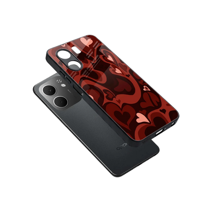 Y2K Red Meltdown Hearts sleek oppo a5x 5g cover with tempered glass back and TPU edges
