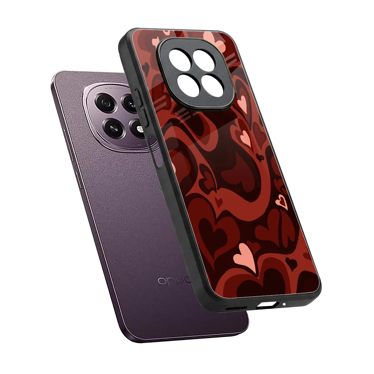 Y2K Red Meltdown Hearts sleek oppo f29 5g cover with tempered glass back and TPU edges