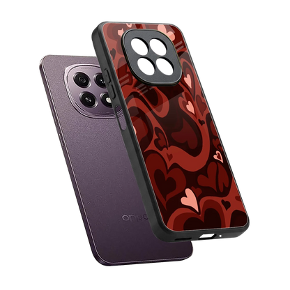 Y2K Red Meltdown Hearts sleek oppo f29 5g cover with tempered glass back and TPU edges