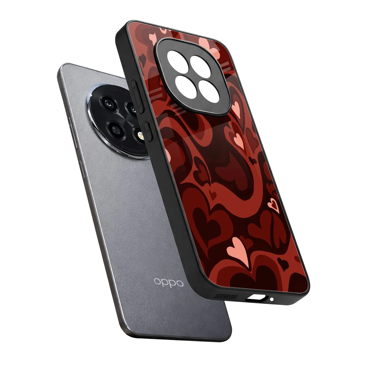 Y2K Red Meltdown Hearts sleek oppo f29 pro 5g cover with tempered glass back and TPU edges
