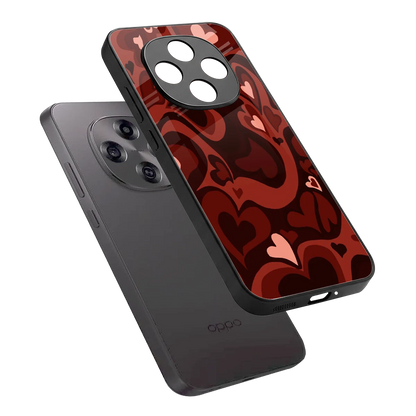 Y2K Red Meltdown Hearts sleek oppo f31 pro 5g cover with tempered glass back and TPU edges