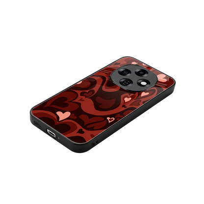 Y2K Red Meltdown Hearts stylish phone case for oppo f31 pro 5g | glossy glass and slim fit