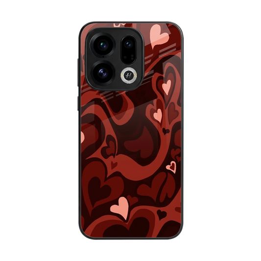 Y2K Red Meltdown Hearts back phone cover | glass case for oppo find x9