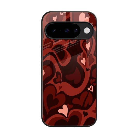 Y2K Red Meltdown Hearts back phone cover | glass case for google pixel 10