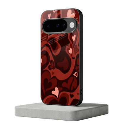 Y2K Red Meltdown Hearts google pixel 10 mobile cover | shockproof glass phone case