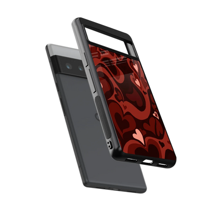 Y2K Red Meltdown Hearts sleek google pixel 6 pro cover with tempered glass back and TPU edges
