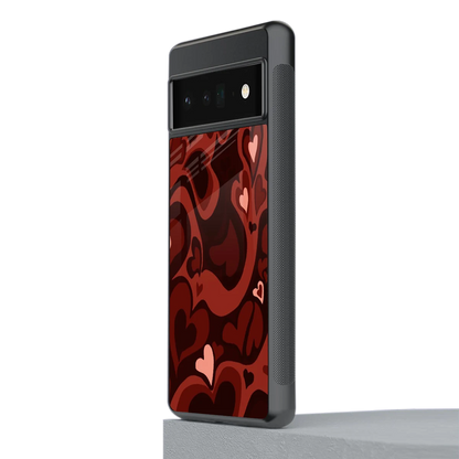 Y2K Red Meltdown Hearts stylish phone case for google pixel 6 pro | glossy glass and slim fit