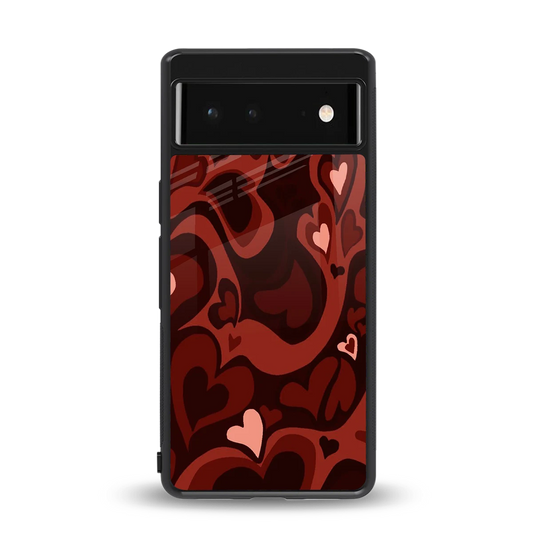 Y2K Red Meltdown Hearts back phone cover | glass case for google pixel 6