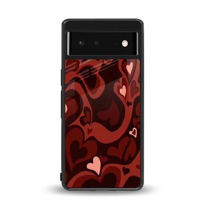 Y2K Red Meltdown Hearts back phone cover | glass case for google pixel 6a