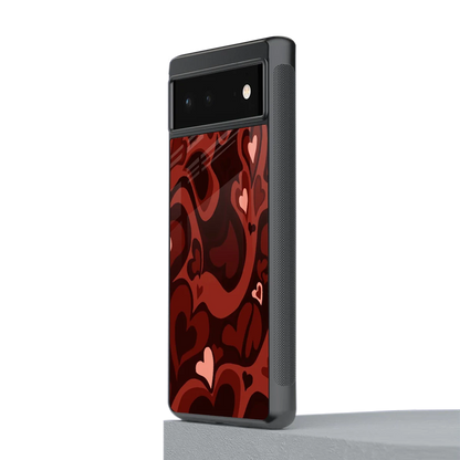 Y2K Red Meltdown Hearts stylish phone case for google pixel 6 | glossy glass and slim fit