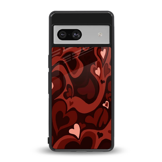 Y2K Red Meltdown Hearts back phone cover | glass case for google pixel 7a