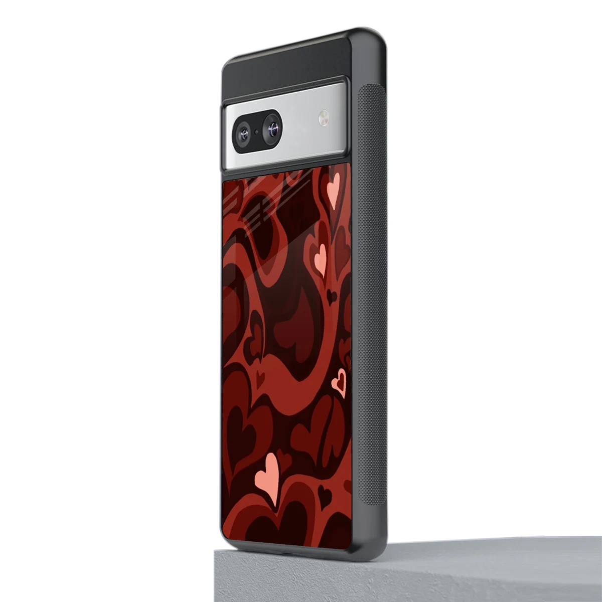 Y2K Red Meltdown Hearts stylish phone case for google pixel 7a | glossy glass and slim fit