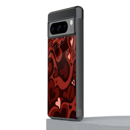 Y2K Red Meltdown Hearts stylish phone case for google pixel 8 pro | glossy glass and slim fit