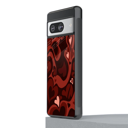 Y2K Red Meltdown Hearts stylish phone case for google pixel 8 | glossy glass and slim fit