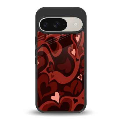 Y2K Red Meltdown Hearts back phone cover | glass case for google pixel 9