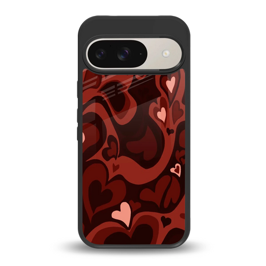 Y2K Red Meltdown Hearts back phone cover | glass case for google pixel 9