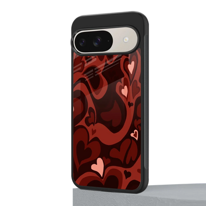Y2K Red Meltdown Hearts google pixel 9 mobile cover | shockproof glass phone case