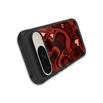 Y2K Red Meltdown Hearts stylish phone case for google pixel 9 | glossy glass and slim fit