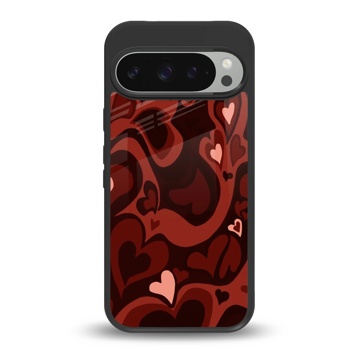 Y2K Red Meltdown Hearts back phone cover | glass case for google pixel 9 pro