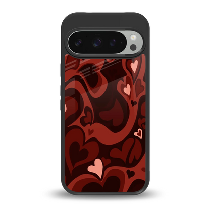 Y2K Red Meltdown Hearts back phone cover | glass case for google pixel 9 pro xl